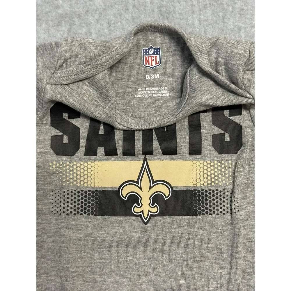 New Orleans Saints Shirt Bodysuit Boys‎ 0-3 Months Gray NFL Football Brees 9